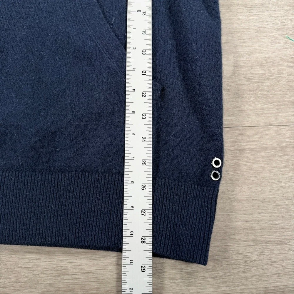 Ron Dorff Cashmere Sweater Hoodie XL Navy Blue Long Sleeve Hood